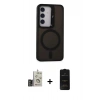MARSİLYAN™- Galaxy S24 Kılıf Akış Form - Siyah 6D Antistatik Mat Seramik Hayalet Nano Ekran Koruyucu + Bilvis Titan Kamera Lens - GD