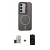 MARSİLYAN™- Galaxy S24 Kılıf Akış Form - Siyah 6D Antistatik Mat Seramik Hayalet Nano Ekran Koruyucu + Bilvis Titan Kamera Lens - GD