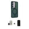 MARSİLYAN™- Galaxy S24 Kılıf Akış Form - Siyah 6D Antistatik Mat Seramik Hayalet Nano Ekran Koruyucu + Bilvis Titan Kamera Lens - GD