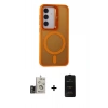 MARSİLYAN™- Galaxy S24 Kılıf Akış Form - Siyah 6D Antistatik Mat Seramik Hayalet Nano Ekran Koruyucu + Bilvis Titan Kamera Lens - GD
