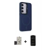 MARSİLYAN™- Galaxy S24 Kılıf Akış Form - Siyah 6D Antistatik Mat Seramik Hayalet Nano Ekran Koruyucu + Bilvis Titan Kamera Lens - TMGI