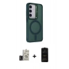 MARSİLYAN™- Galaxy S24 Kılıf Akış Form - Siyah 6D Antistatik Mat Seramik Hayalet Nano Ekran Koruyucu + Bilvis Titan Kamera Lens - TMGI