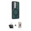 MARSİLYAN™- Galaxy S24 Kılıf Akış Form - Siyah Bilvis 3D Cam Ekran Koruyucu + Kamera Lens Koruma Cam - SF