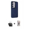 MARSİLYAN™- Galaxy S24 Kılıf Akış Form - Siyah Bilvis 3D Cam Ekran Koruyucu + Kamera Lens Koruma Cam - SF