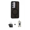 MARSİLYAN™- Galaxy S24 Kılıf Akış Form - Siyah Bilvis Hayalet Cam Ekran Koruyucu + Kamera Lens Koruma Cam - SF