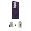 MARSİLYAN™- Galaxy S24 Kılıf Akış Form - Siyah Polymer Nano Ekran Koruyucu + Bilvis Titan Kamera Lens - GD