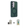MARSİLYAN™- Galaxy S24 Kılıf Akış Form - Siyah Polymer Nano Ekran Koruyucu + Bilvis Titan Kamera Lens - GD
