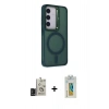 MARSİLYAN™- Galaxy S24 Kılıf Akış Form - Siyah Polymer Nano Ekran Koruyucu + Bilvis Titan Kamera Lens - SH