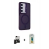 MARSİLYAN™- Galaxy S24 Kılıf Akış Form - Siyah Polymer Nano Ekran Koruyucu + PVD Metal Kamera Lens - DNMR