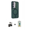 MARSİLYAN™- Galaxy S24 Kılıf Akış Form - Siyah Polymer Nano Ekran Koruyucu + PVD Metal Kamera Lens - DNMR