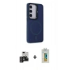 MARSİLYAN™- Galaxy S24 Kılıf Akış Form - Siyah Polymer Nano Ekran Koruyucu + PVD Metal Kamera Lens - DNMR