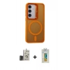 MARSİLYAN™- Galaxy S24 Kılıf Akış Form - Siyah Polymer Nano Ekran Koruyucu + Bilvis Titan Kamera Lens - GD