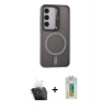 MARSİLYAN™- Galaxy S24 Kılıf Akış Form - Siyah Polymer Nano Ekran Koruyucu + Kamera Lens Koruma Cam - SF