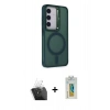 MARSİLYAN™- Galaxy S24 Kılıf Akış Form - Siyah Polymer Nano Ekran Koruyucu + Kamera Lens Koruma Cam - SF