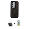 MARSİLYAN™- Galaxy S24 Kılıf Akış Form - Siyah Polymer Nano Ekran Koruyucu + Kamera Lens Koruma Cam - SF