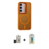 MARSİLYAN™- Galaxy S24 Kılıf Akış Form - Siyah Polymer Nano Ekran Koruyucu + Bilvis Titan Kamera Lens - SH