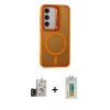 MARSİLYAN™- Galaxy S24 Kılıf Akış Form - Siyah Polymer Nano Ekran Koruyucu + Bilvis Titan Kamera Lens - TMGI