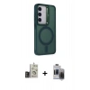 MARSİLYAN™- Galaxy S24 Kılıf Akış Form - Siyah Vanessa Magic Hayalet Cam + Bilvis Titan Kamera Lens - GD