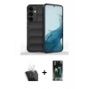 MARSİLYAN™- Galaxy S24 Kılıf Atlas Koleksiyonu - Siyah 360 Mat Full Body Arka Koruyucu + Kamera Lens Koruma Cam - SF