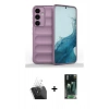 MARSİLYAN™- Galaxy S24 Kılıf Atlas Koleksiyonu - Siyah 360 Mat Full Body Arka Koruyucu + Kamera Lens Koruma Cam - SF