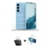 MARSİLYAN™- Galaxy S24 Kılıf Atlas Koleksiyonu - Siyah 3D Antistatik Cam Ekran Koruyucu + Kamera Lens Koruma Cam - SF