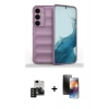 MARSİLYAN™- Galaxy S24 Kılıf Atlas Koleksiyonu - Siyah 3D Antistatik Mat Seramik Nano Ekran Koruyucu + PVD Metal Kamera Lens - TNGI
