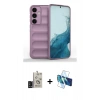 MARSİLYAN™- Galaxy S24 Kılıf Atlas Koleksiyonu - Siyah 3D Antistatik Seramik Nano Ekran Koruyucu + Bilvis Titan Kamera Lens - SH