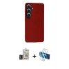 MARSİLYAN™- Galaxy S24 Kılıf Doruk Asil Koleksiyonu - Siyah 3D Antistatik Seramik Nano Ekran Koruyucu + Bilvis Titan Kamera Lens - GD