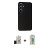 MARSİLYAN™- Galaxy S24 Kılıf Doruk Asil Koleksiyonu - Siyah Polymer Nano Ekran Koruyucu + Bilvis Titan Kamera Lens - SH