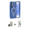 MARSİLYAN™- Galaxy S24 Kılıf Eksen Çizgi - Şeffaf Pasifik Cam Ekran Koruyucu + Bilvis Titan Kamera Lens - DNMR