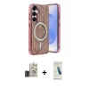 MARSİLYAN™- Galaxy S24 Kılıf Eksen Çizgi - Şeffaf Pasifik Cam Ekran Koruyucu + Bilvis Titan Kamera Lens - GD