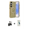 MARSİLYAN™- Galaxy S24 Kılıf Eksen Çizgi - Şeffaf Pasifik Cam Ekran Koruyucu + PVD Metal Kamera Lens - SH