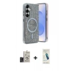 MARSİLYAN™- Galaxy S24 Kılıf Eksen Çizgi - Şeffaf Pasifik Cam Ekran Koruyucu + Bilvis Titan Kamera Lens - TMGI