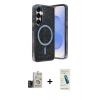MARSİLYAN™- Galaxy S24 Kılıf Eksen Çizgi - Şeffaf Pasifik Cam Ekran Koruyucu + Bilvis Titan Kamera Lens - TMGI
