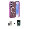 MARSİLYAN™- Galaxy S24 Kılıf Eksen Çizgi - Siyah 360 Mat Full Body Arka Koruyucu + Bilvis Titan Kamera Lens - TMGI