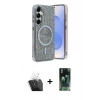 MARSİLYAN™- Galaxy S24 Kılıf Eksen Çizgi - Siyah 360 Mat Full Body Arka Koruyucu + Kamera Lens Koruma Cam - SF