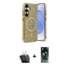 MARSİLYAN™- Galaxy S24 Kılıf Eksen Çizgi - Siyah 360 Mat Full Body Arka Koruyucu + Kamera Lens Koruma Cam - SF