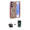 MARSİLYAN™- Galaxy S24 Kılıf Eksen Çizgi - Siyah 360 Mat Full Body Arka Koruyucu + Kamera Lens Koruma Cam - SF