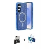 MARSİLYAN™- Galaxy S24 Kılıf Eksen Çizgi - Siyah 3D Antistatik Seramik Nano Ekran Koruyucu + PVD Metal Kamera Lens - GD