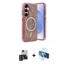 MARSİLYAN™- Galaxy S24 Kılıf Eksen Çizgi - Siyah 3D Antistatik Seramik Nano Ekran Koruyucu + PVD Metal Kamera Lens - SH