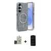 MARSİLYAN™- Galaxy S24 Kılıf Eksen Çizgi - Siyah 6D Antistatik Mat Seramik Hayalet Nano Ekran Koruyucu + Bilvis Titan Kamera Lens - GD