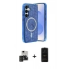 MARSİLYAN™- Galaxy S24 Kılıf Eksen Çizgi - Siyah 6D Antistatik Mat Seramik Hayalet Nano Ekran Koruyucu + PVD Metal Kamera Lens - TNGI
