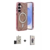MARSİLYAN™- Galaxy S24 Kılıf Eksen Çizgi - Siyah Bilvis 3D Cam Ekran Koruyucu + Bilvis Titan Kamera Lens - SH