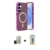 MARSİLYAN™- Galaxy S24 Kılıf Eksen Çizgi - Siyah Polymer Nano Ekran Koruyucu + Bilvis Titan Kamera Lens - DNMR