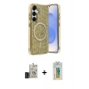 MARSİLYAN™- Galaxy S24 Kılıf Eksen Çizgi - Siyah Polymer Nano Ekran Koruyucu + Bilvis Titan Kamera Lens - SH