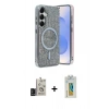 MARSİLYAN™- Galaxy S24 Kılıf Eksen Çizgi - Siyah Polymer Nano Ekran Koruyucu + Bilvis Titan Kamera Lens - SH