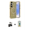 MARSİLYAN™- Galaxy S24 Kılıf Eksen Çizgi - Siyah Polymer Nano Ekran Koruyucu + PVD Metal Kamera Lens - DNMR