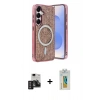 MARSİLYAN™- Galaxy S24 Kılıf Eksen Çizgi - Siyah Polymer Nano Ekran Koruyucu + PVD Metal Kamera Lens - DNMR