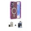 MARSİLYAN™- Galaxy S24 Kılıf Eksen Çizgi - Siyah Vanessa Magic Cam + Bilvis Titan Kamera Lens - GD