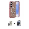 MARSİLYAN™- Galaxy S24 Kılıf Eksen Çizgi - Siyah Vanessa Magic Cam + Derin Mor Bilvis Titan Kamera Lens